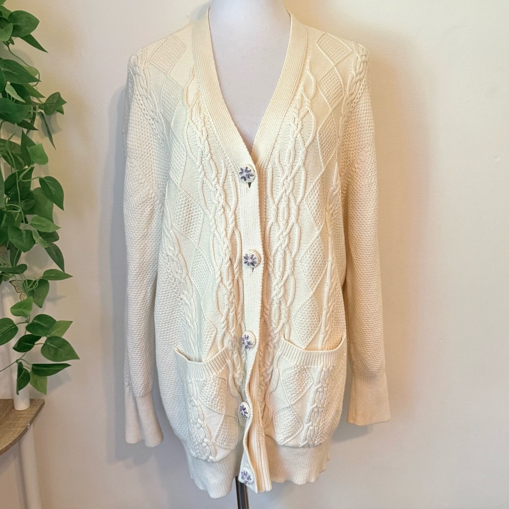 Zara Cream Cable Knit Cardigan